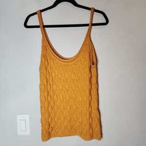 WHBM Marigold Diamond Stitch Knit Sweater Tank Stretchy Size Large